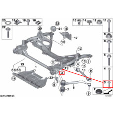 Передній болт кріплення підрамника до кузова M12××45