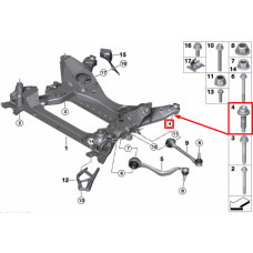 Болт задній кріплення підрамника до кузова M14×1,5×26