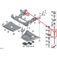 Болт задній кріплення підрамника до кузова M14×1,5×26