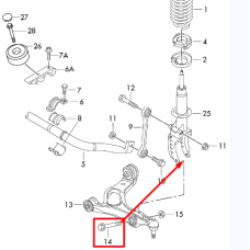 Болт кріплення середнього важеля до кулака M14×1,5×102