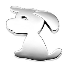 Знак, шрифт прямой большой, 3 см Щенок серебристый МАК 30149